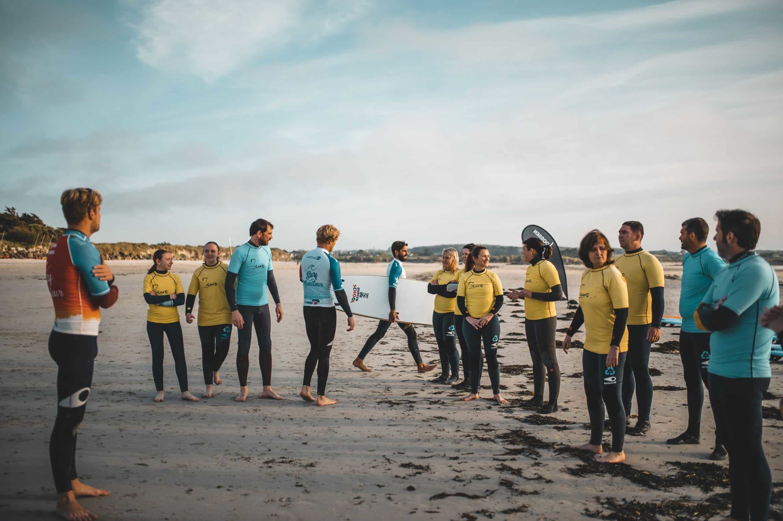 Début de séance de surf à Dossen Surf School à Santec